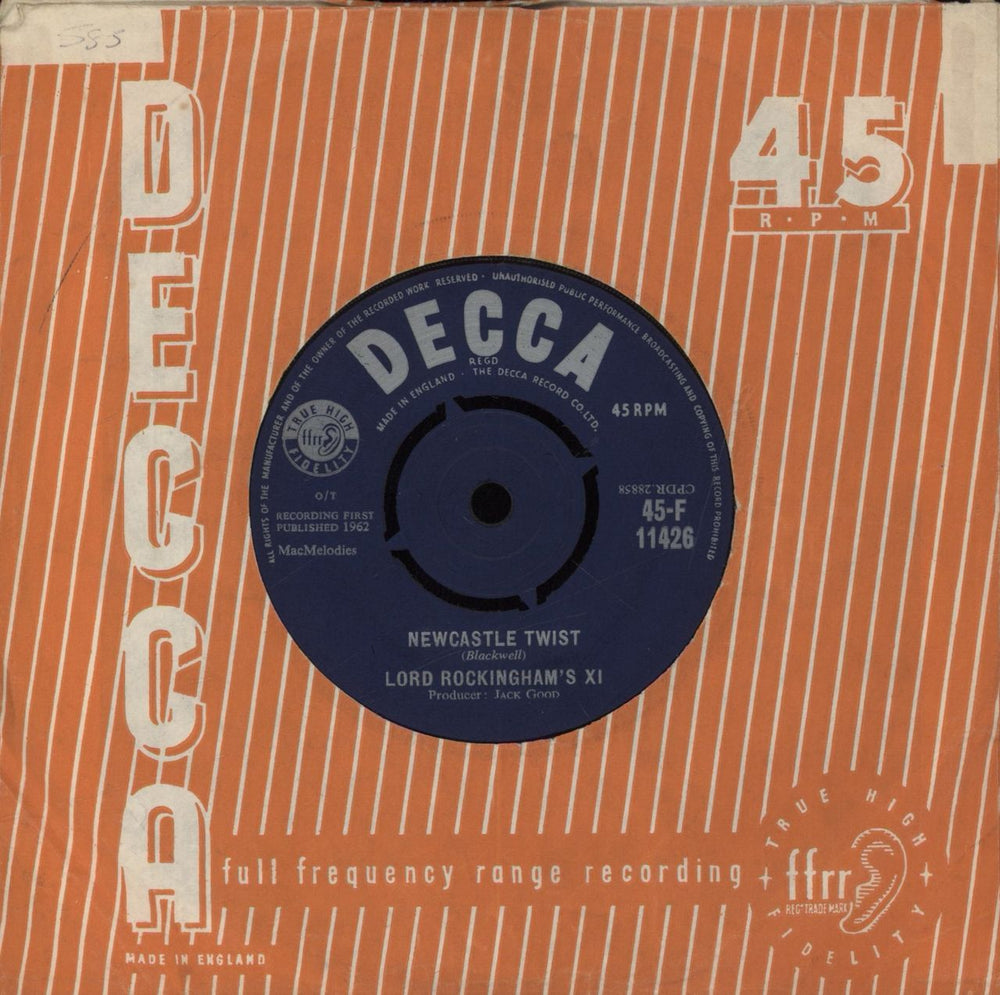 Lord Rockingham's XI Newcastle Twist UK 7" vinyl single (7 inch record / 45) 45-F11426