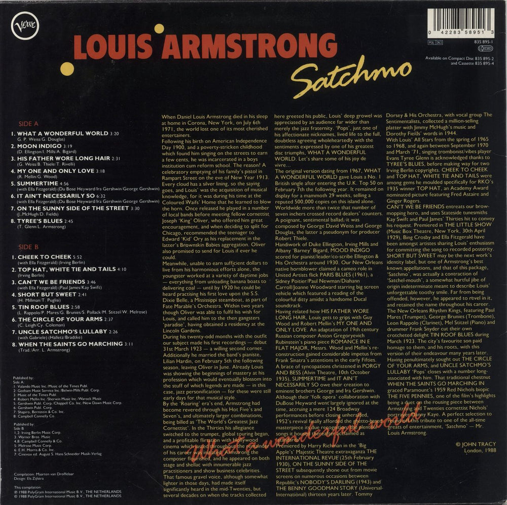 Louis Armstrong Satchmo - What A Wonderful World UK vinyl LP album (LP record) 042283589513