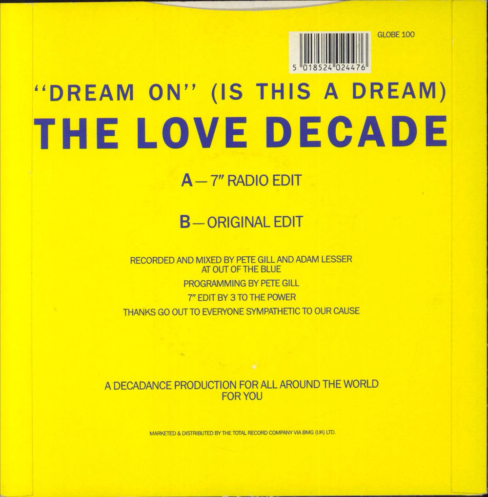 Love Decade Dream On (Is This A Dream) UK 7" vinyl single (7 inch record / 45) 5018524024476