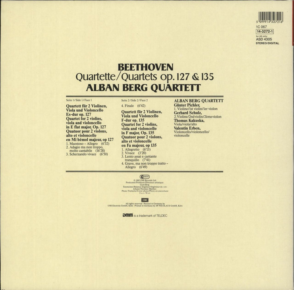 Ludwig Van Beethoven Beethoven: Quartette / Quartets Op.127 & 135 German vinyl LP album (LP record) 5099914327216