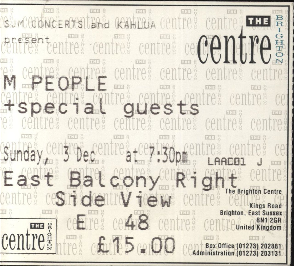 M-People Winter Tour 1995 + Ticket stubs UK tour programme MPETRWI288255