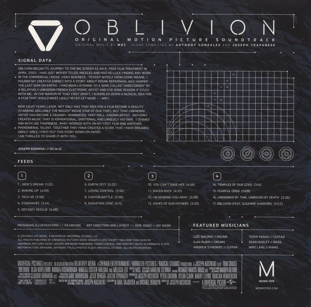 M83 Oblivion [Original Motion Picture Soundtrack] - Clear Vinyl UK 2-LP vinyl record set (Double LP Album)