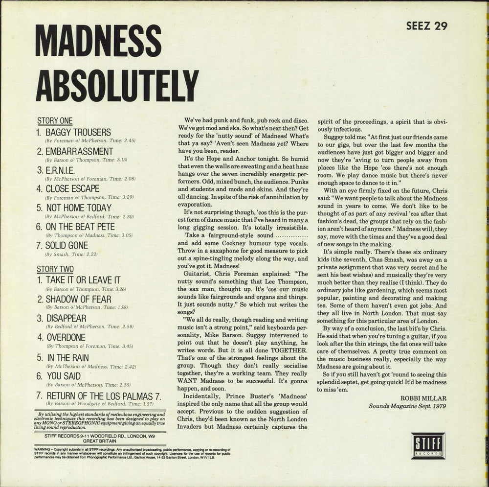 Madness Absolutely - 2nd + Inner UK vinyl LP album (LP record)