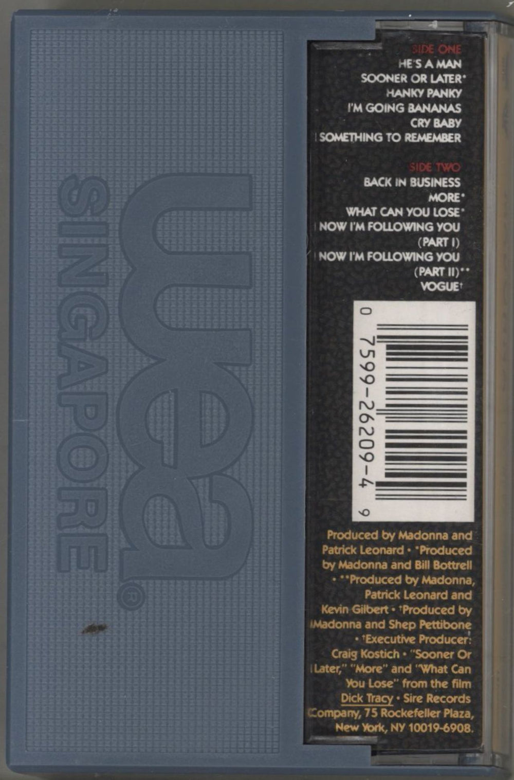 Madonna I'm Breathless Singapore cassette album 075992620949