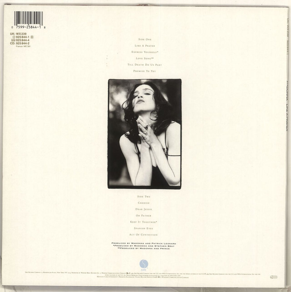 Madonna Like A Prayer - Circular Stickered Sleeve UK vinyl LP album (LP record) 075992584418