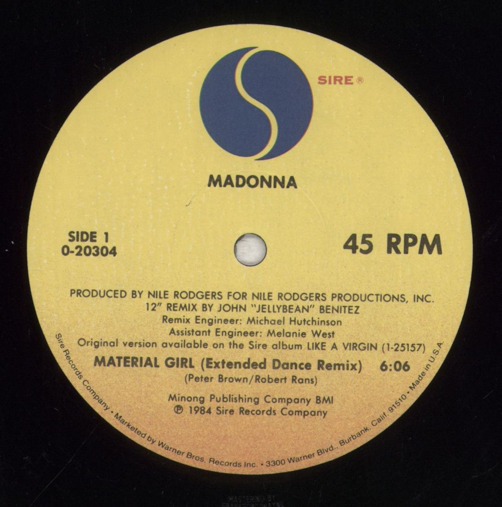 Madonna Material Girl US 12" vinyl single (12 inch record / Maxi-single) MAD12MA05570