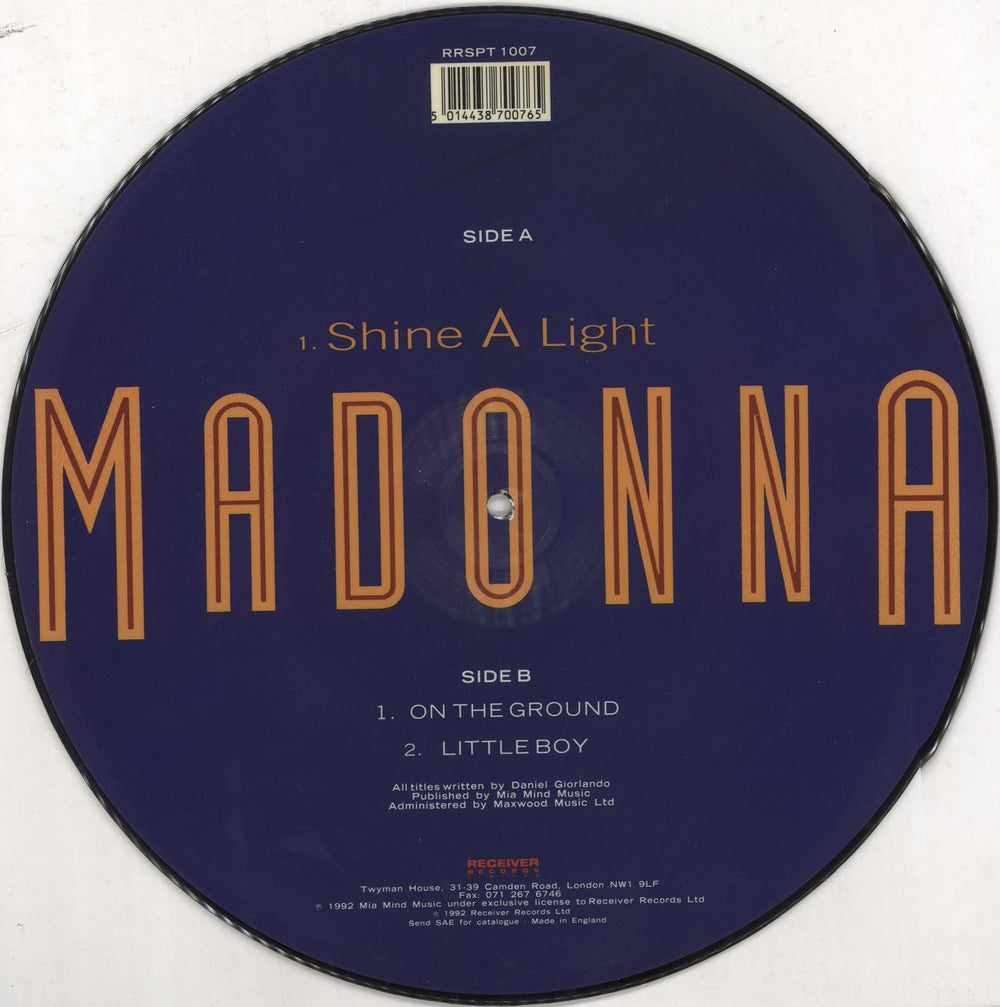 Madonna Shine A Light - Misaligned Picture Disc UK 12" vinyl picture disc (12 inch picture record) 5014438700765