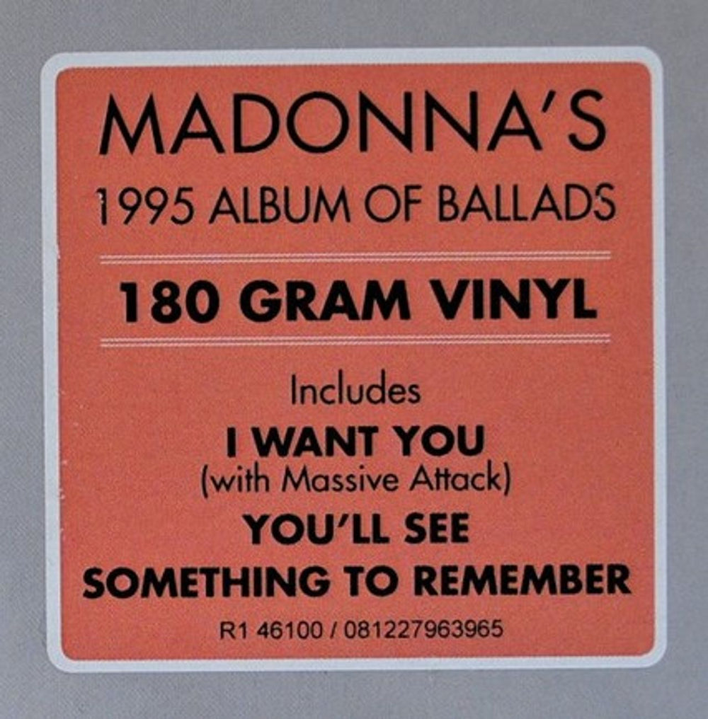 Madonna Something To Remember - 180 Gram - Sealed UK vinyl LP album (LP record) MADLPSO855308