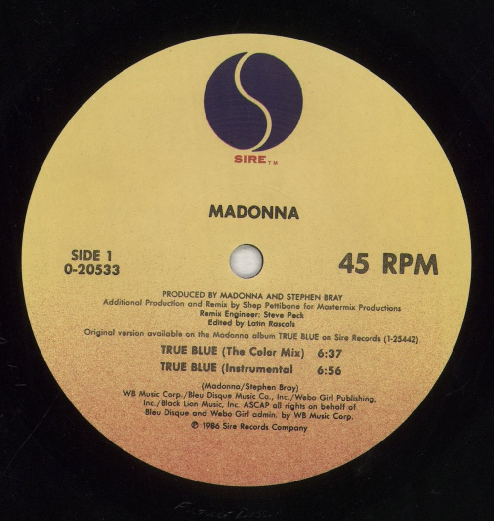 Madonna True Blue US 12" vinyl single (12 inch record / Maxi-single) MAD12TR333242