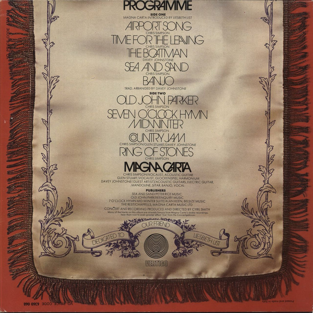 Magna Carta In Concert UK vinyl LP album (LP record)