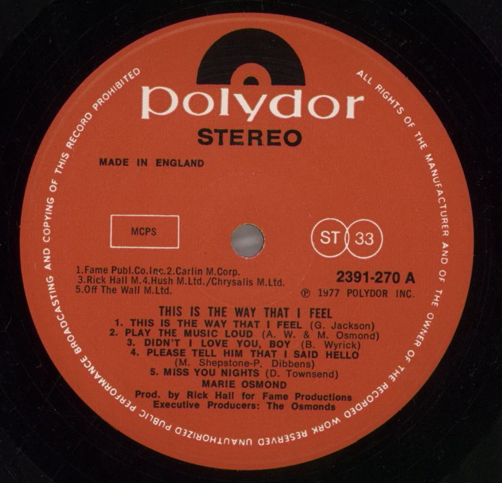 Marie Osmond This Is The Way That I Feel UK vinyl LP album (LP record) MOSLPTH859067