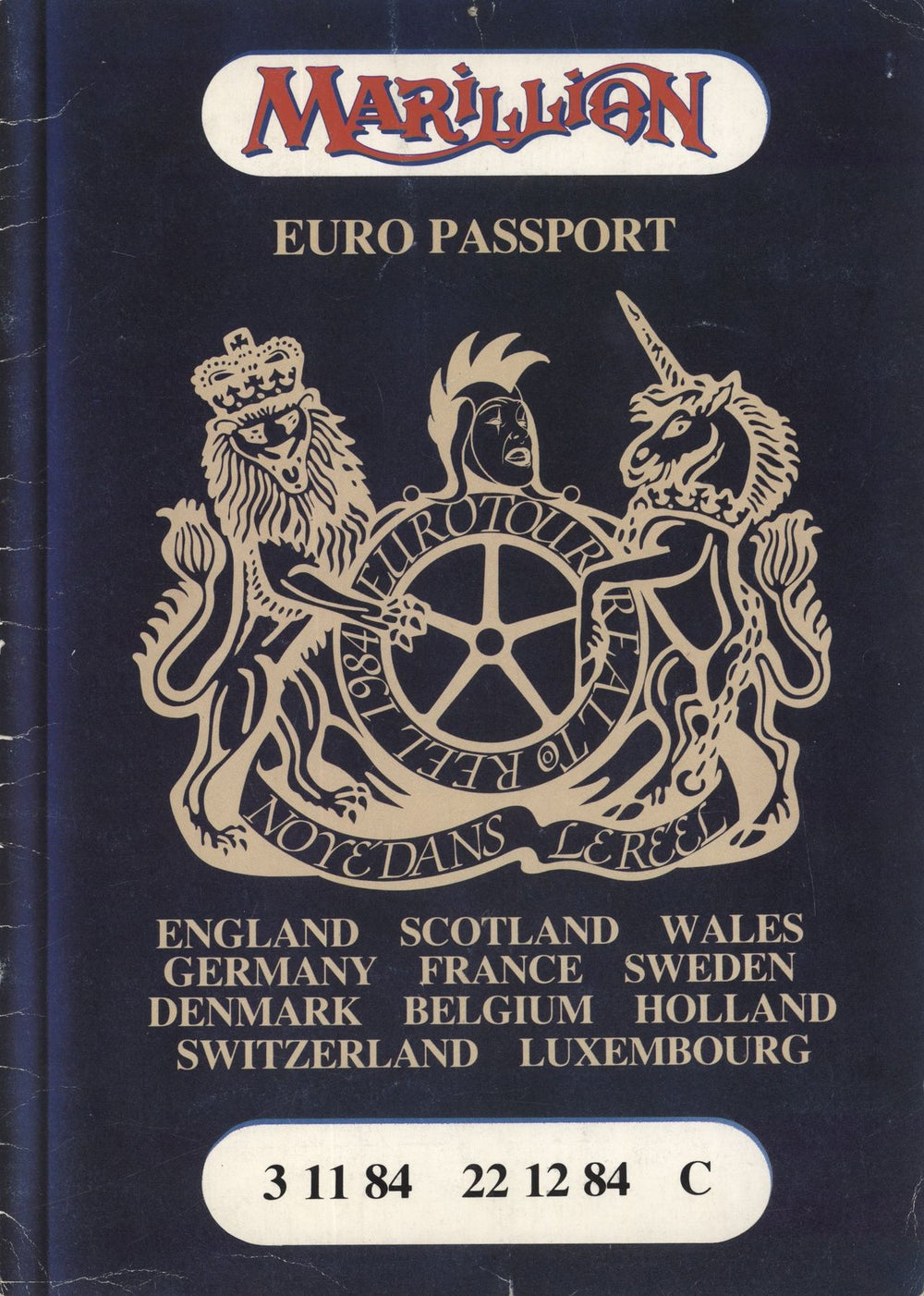 Marillion Euro Passport + Ticket stubs UK tour programme TOUR PROGRAMME