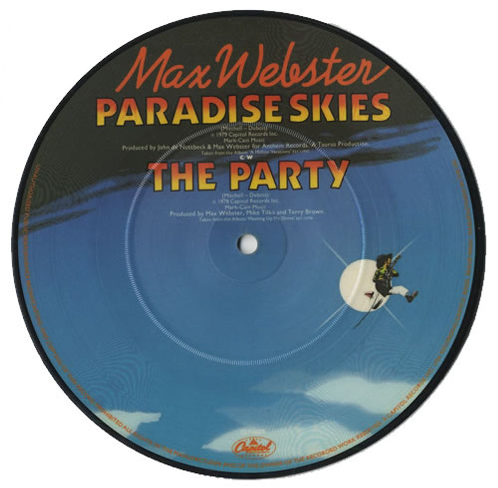 Max Webster Paradise Skies UK 7" vinyl picture disc (7 inch picture disc single) MXW7PPA06589