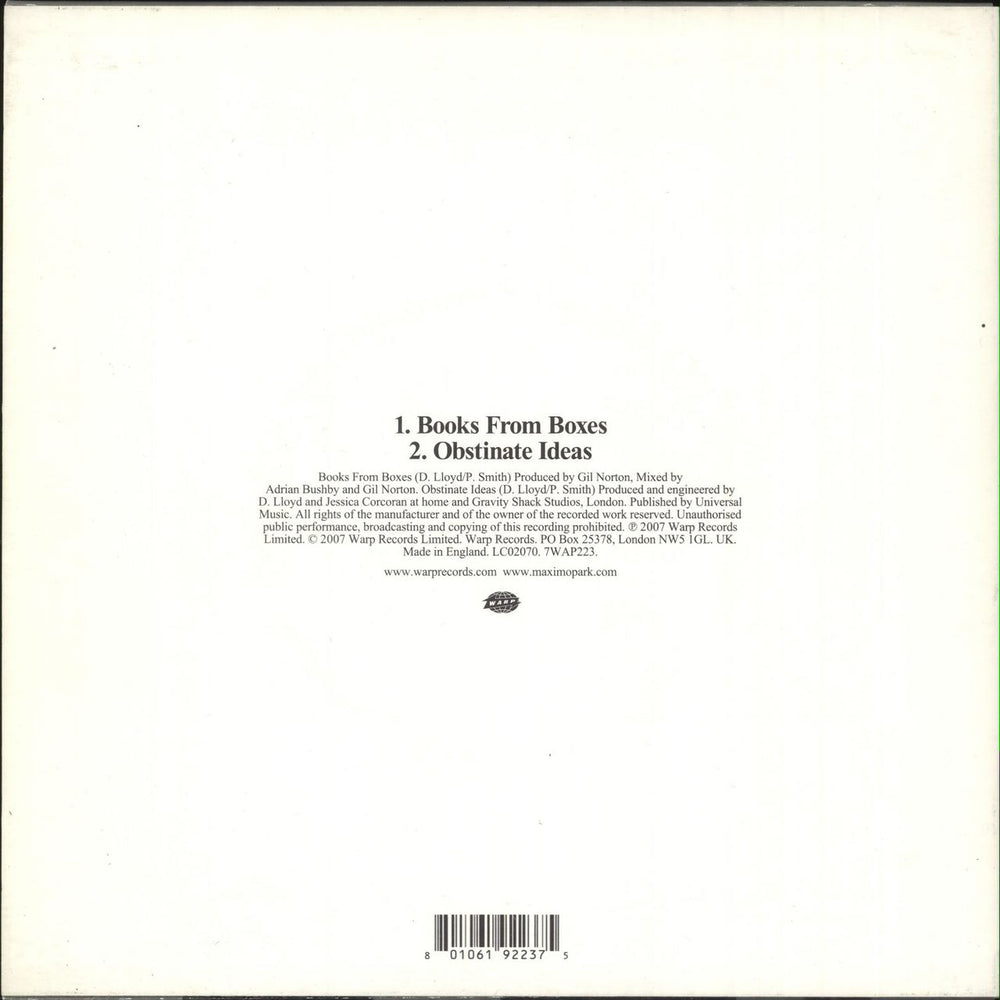 Maximo Park Books From Boxes - White Vinyl UK 7" vinyl single (7 inch record / 45) MD807BO403331