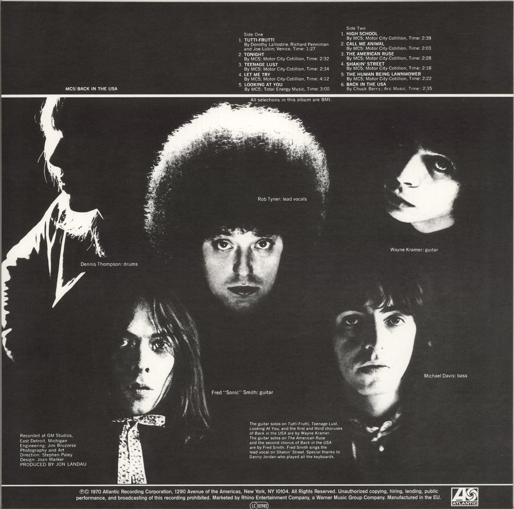 MC5 Back In The USA UK vinyl LP album (LP record)