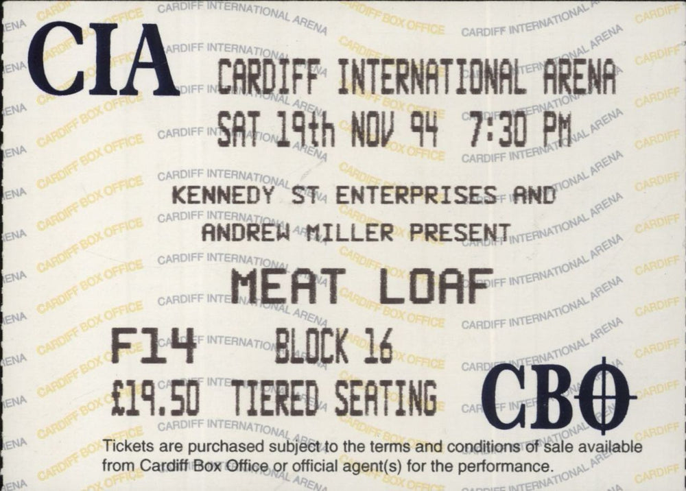 Meat Loaf Bat Out Of Hell II - Back Into Hell + Ticket UK tour programme MEATRBA858265