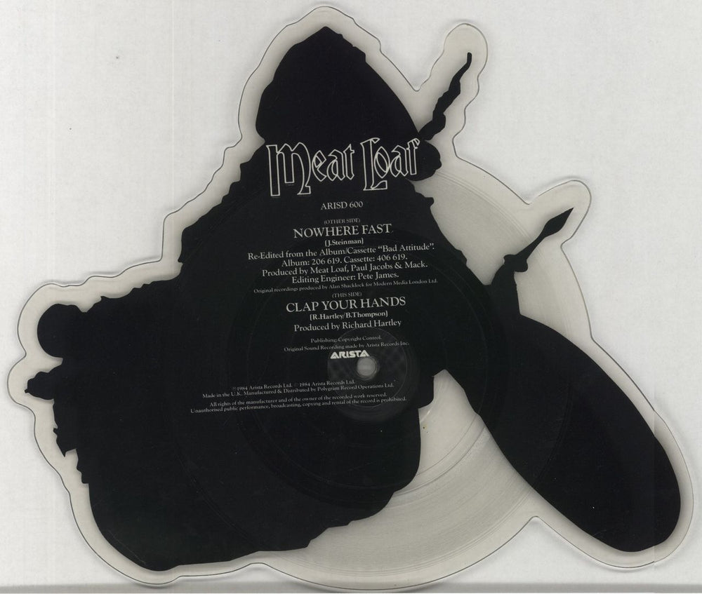 Meat Loaf Nowhere Fast UK shaped picture disc (picture disc vinyl record)