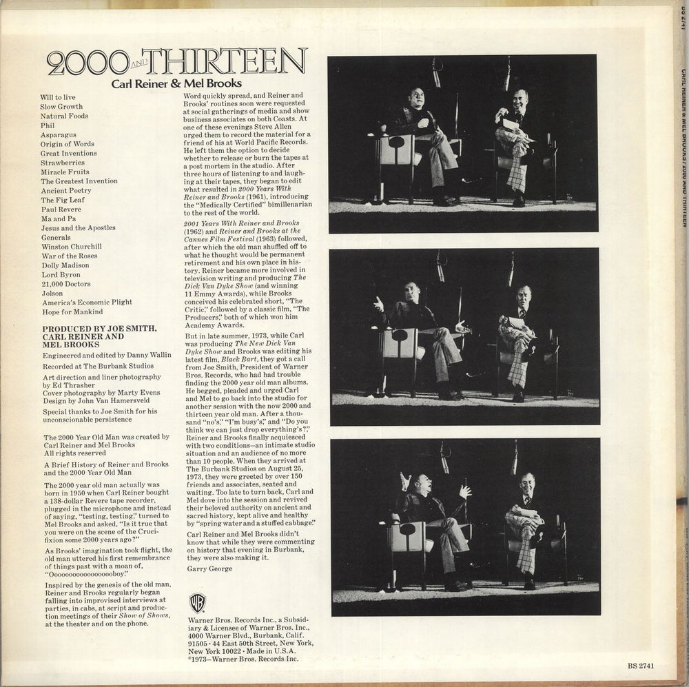 Mel Brooks 2000 And Thirteen US vinyl LP album (LP record) ELBLPAN735086