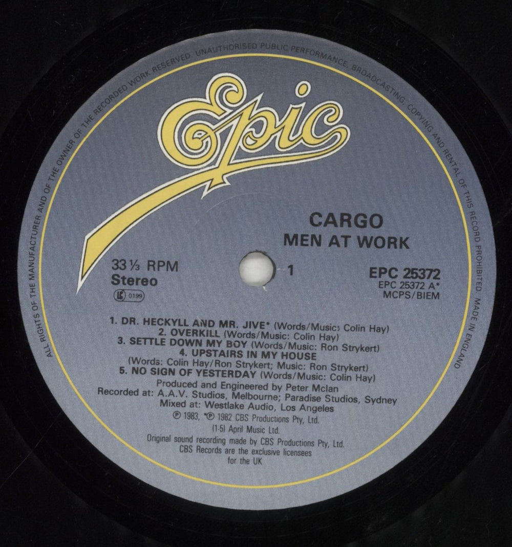 Men At Work Cargo UK vinyl LP album (LP record) MENLPCA383966