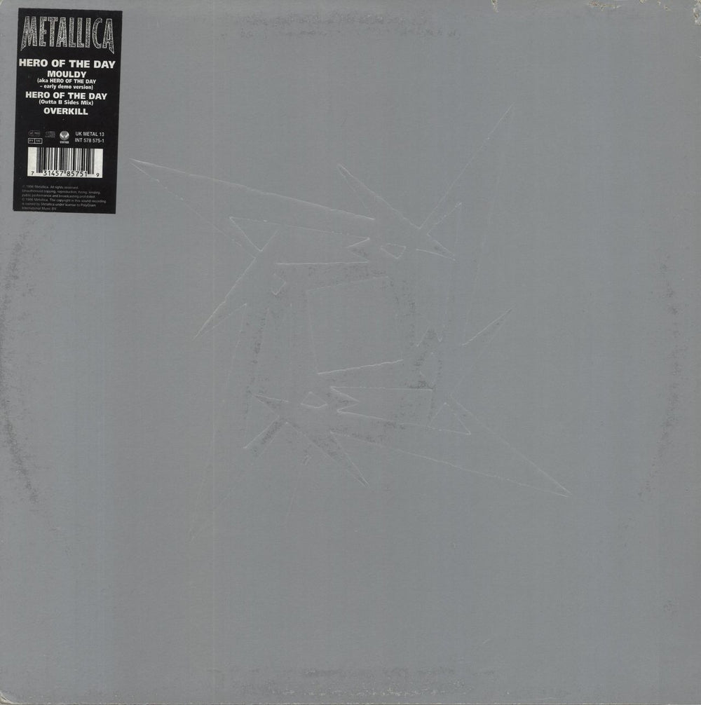 Metallica Hero Of The Day - Embossed - VG/EX UK 12" vinyl single (12 inch record / Maxi-single) 731457857519