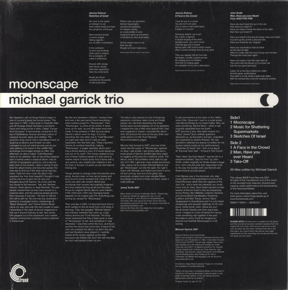 Michael Garrick Moonscape UK vinyl LP album (LP record) 666017162614