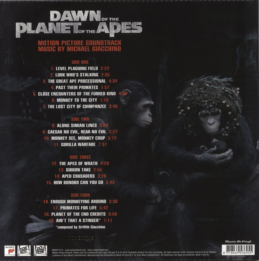 Michael Giacchino Dawn Of The Planet Of The Apes [Motion Picture Soundtrack] - 180g Grey Vinyl UK 2-LP vinyl record set (Double LP Album) 8718469536955