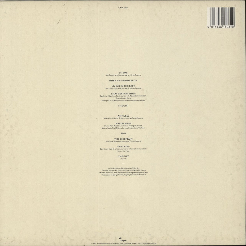 Midge Ure The Gift + Inner UK vinyl LP album (LP record) 5013136150810