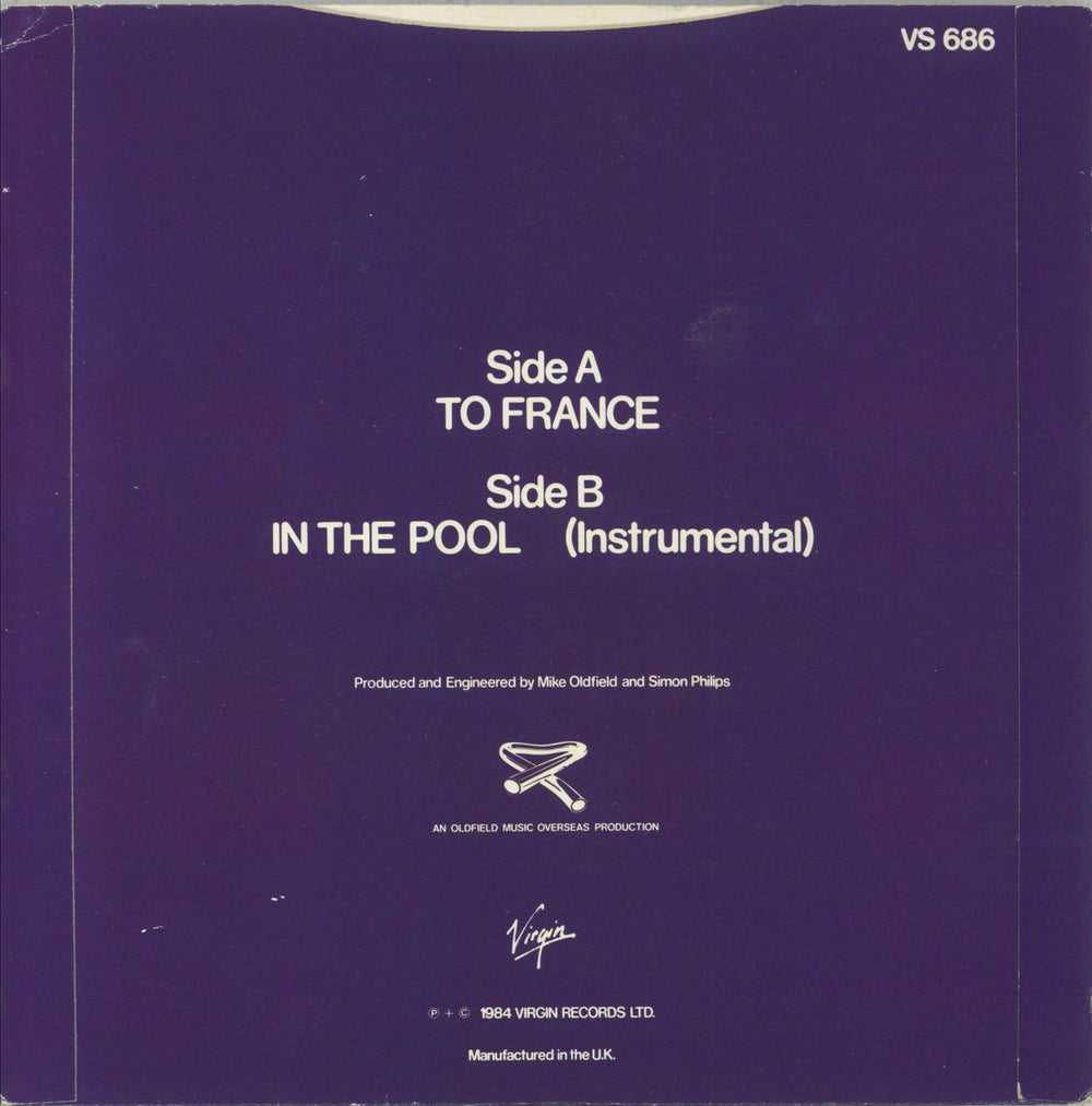 Mike Oldfield To France UK 7" vinyl single (7 inch record / 45)