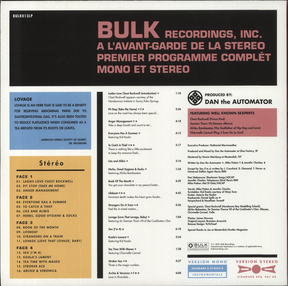 Mike Patton Music To Make Love To Your Old Lady By - Turquoise Vinyl - RSD22 US 2-LP vinyl record set (Double LP Album) 706091202483