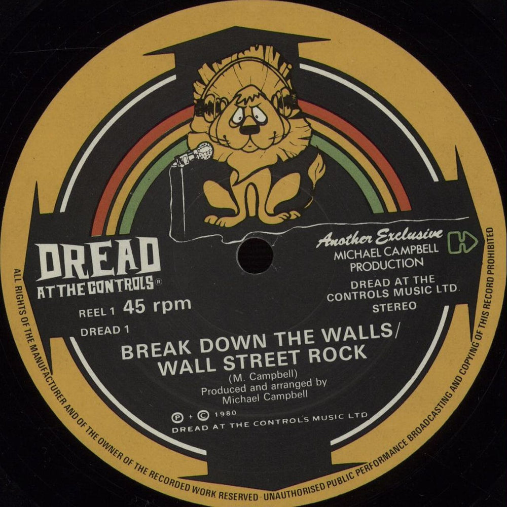 Mikey Dread Break Down The Walls / Wall Street Rock UK 12" vinyl single (12 inch record / Maxi-single) DREAD1