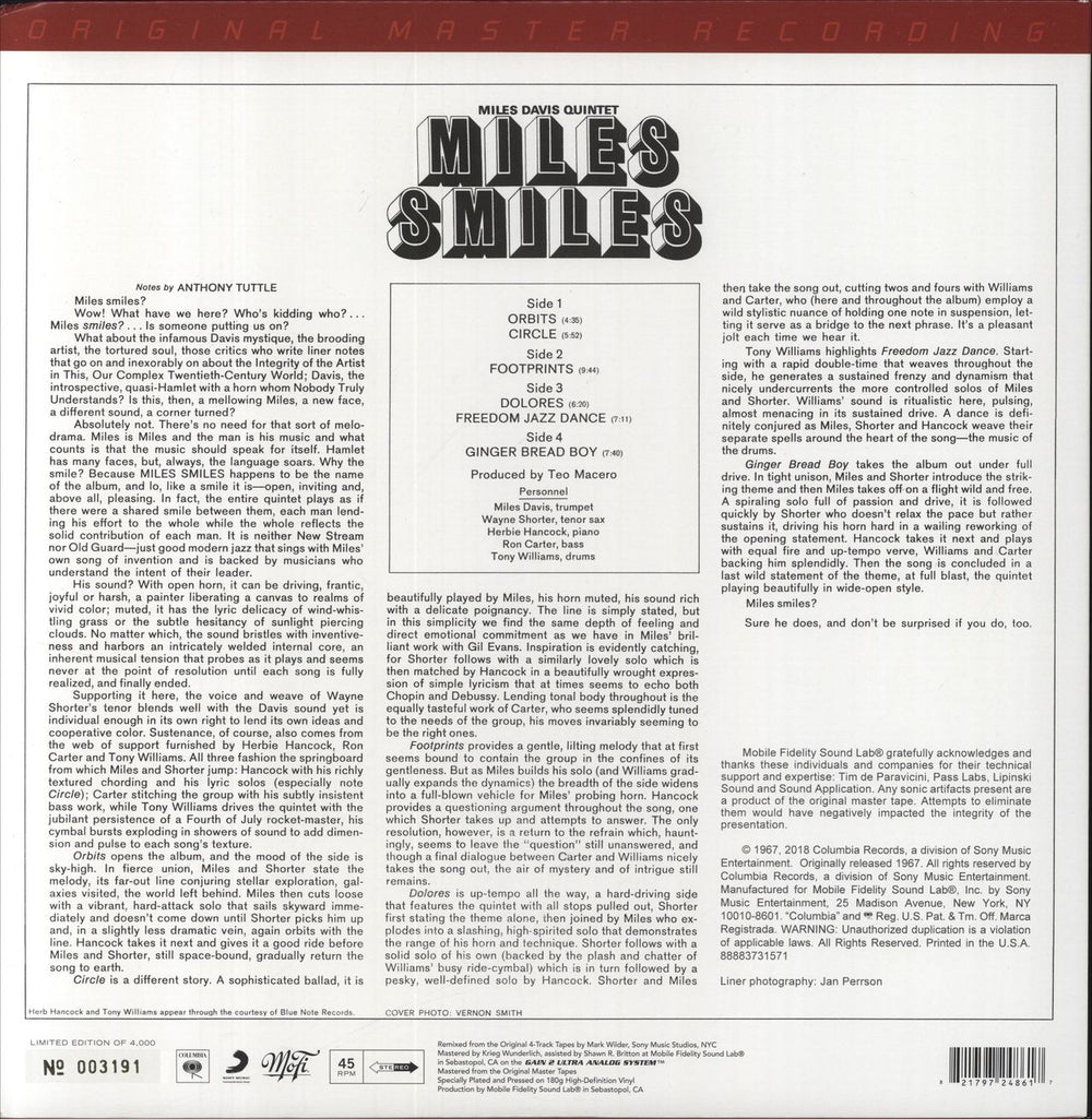 Miles Davis Miles Smiles - 180g - 45RPM US 2-LP vinyl record set (Double LP Album) 821797248617