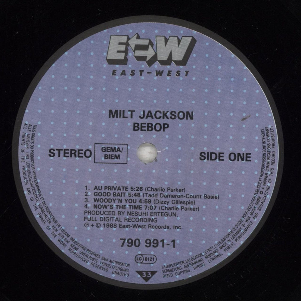 Milt Jackson Bebop German vinyl LP album (LP record) MJ1LPBE470479