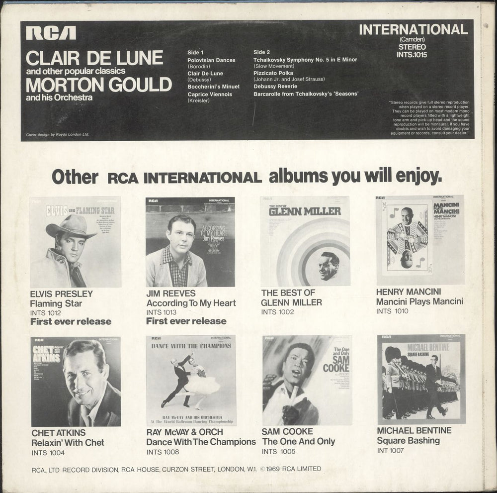 Morton Gould Claire De Lune And Other Popular Classics UK vinyl LP album (LP record) GUDLPCL699692