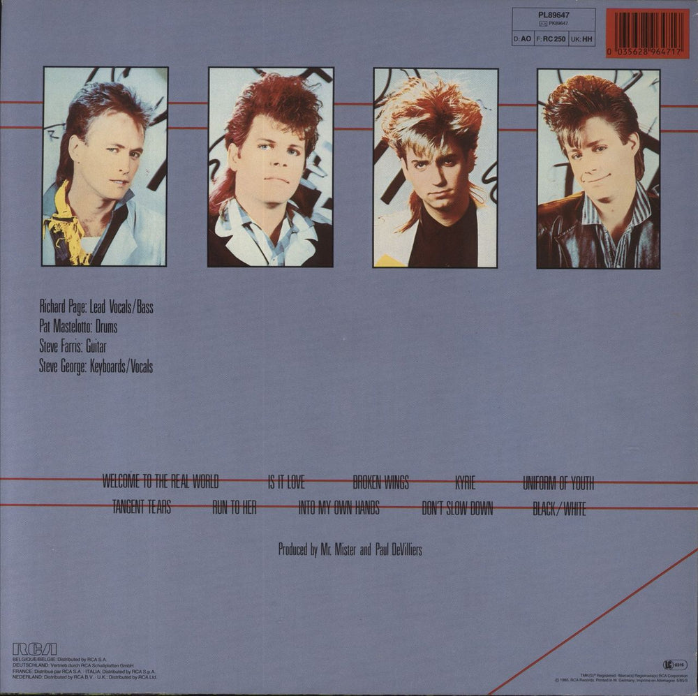 Mr Mister Welcome To The Real World - Hype Stickered German vinyl LP album (LP record) 035628964717