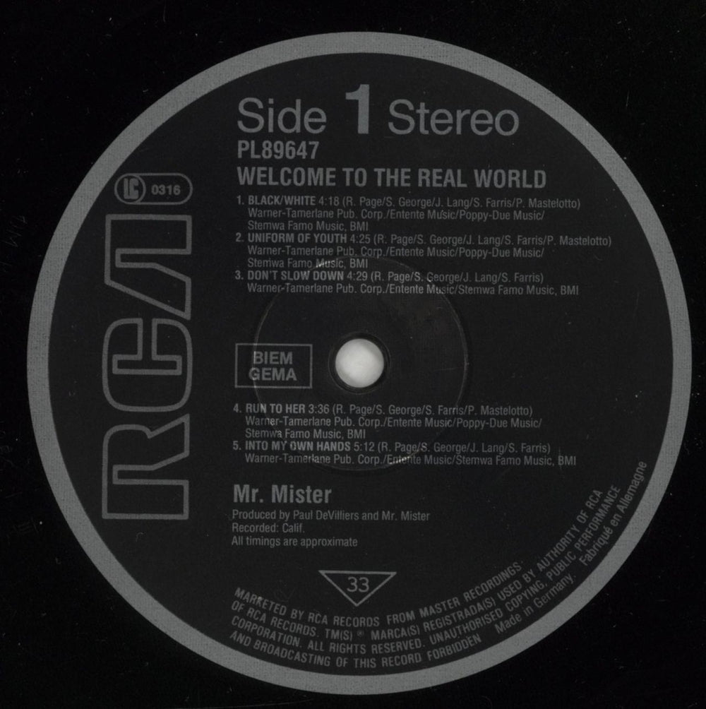 Mr Mister Welcome To The Real World - Hype Stickered German vinyl LP album (LP record) MRMLPWE673517