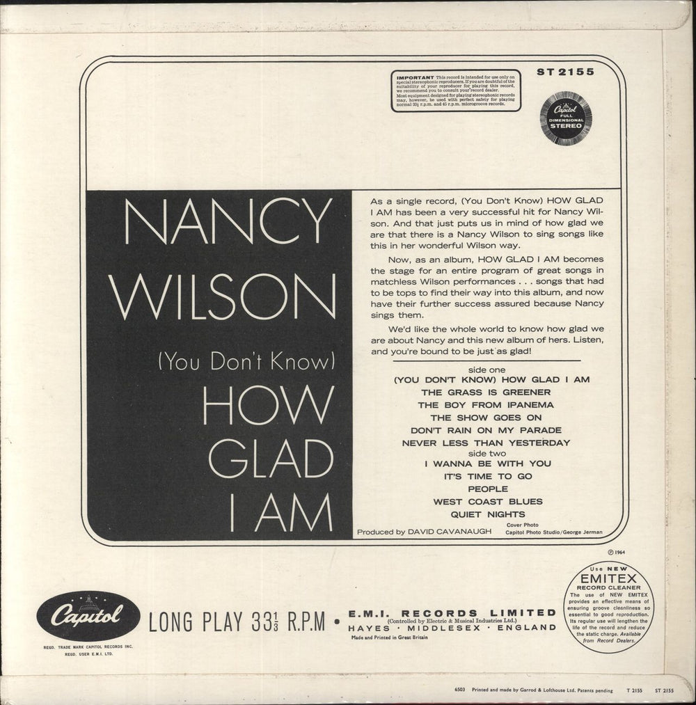 Nancy Wilson (Jazz) How Glad I Am UK vinyl LP album (LP record)