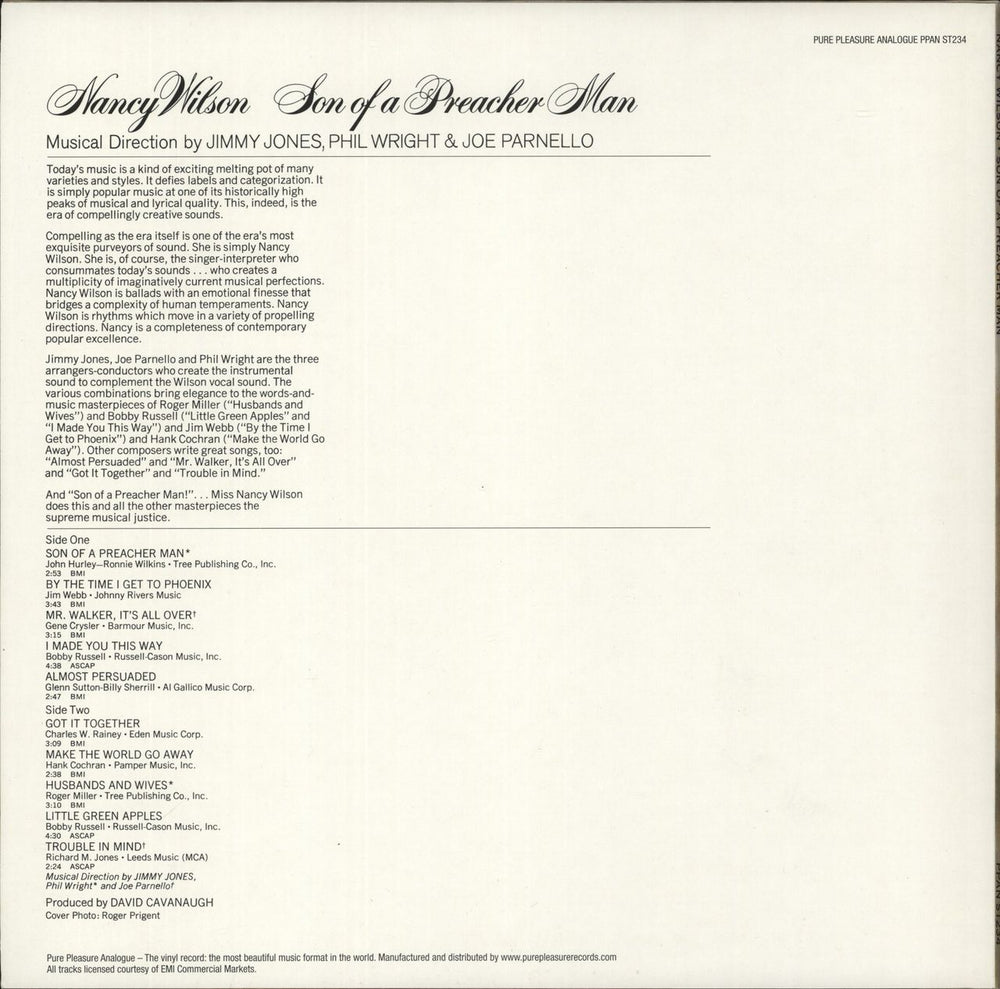 Nancy Wilson (Jazz) Son Of A Preacher Man US vinyl LP album (LP record)