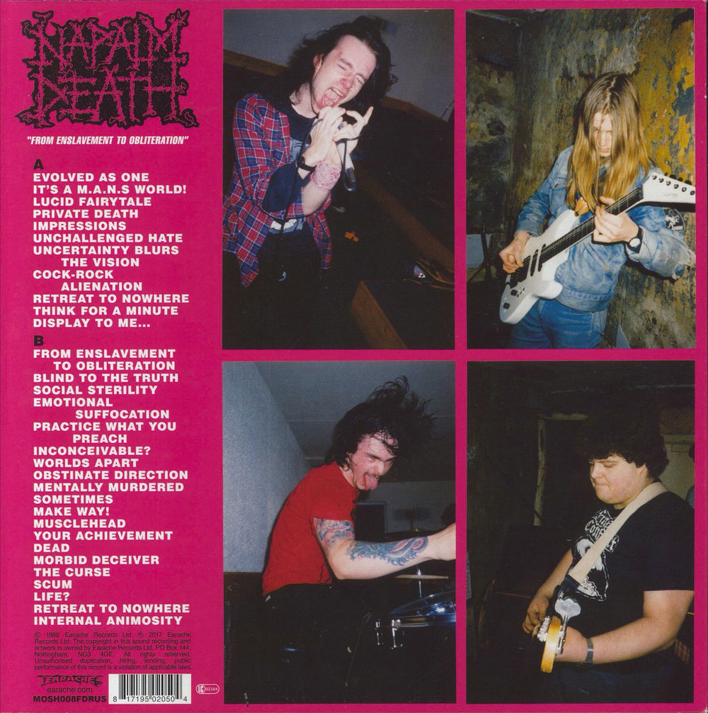 Napalm Death From Enslavement To Obliteration - Hype-sticker UK vinyl LP album (LP record) 817195020504