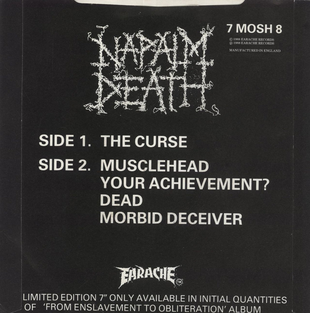 Napalm Death The Curse UK 7" vinyl single (7 inch record / 45)