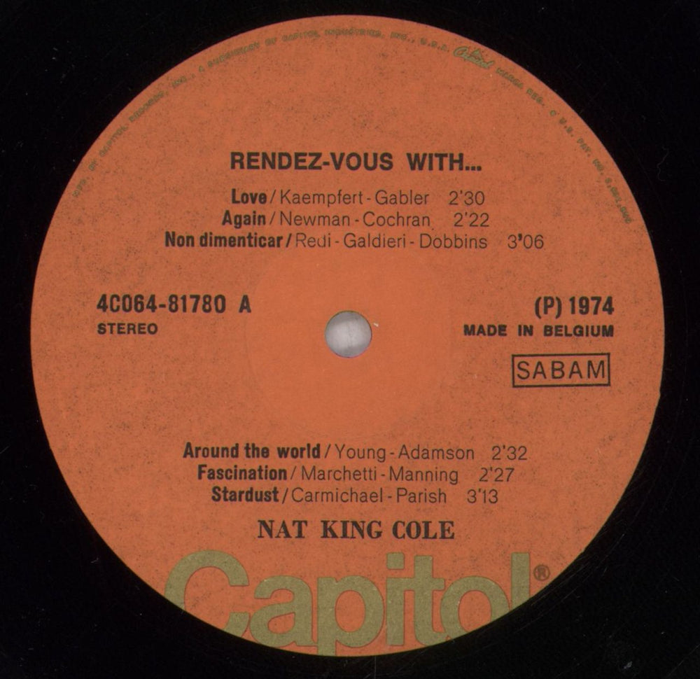 Nat King Cole Rendez-Vous With Belgian vinyl LP album (LP record) NKCLPRE842214