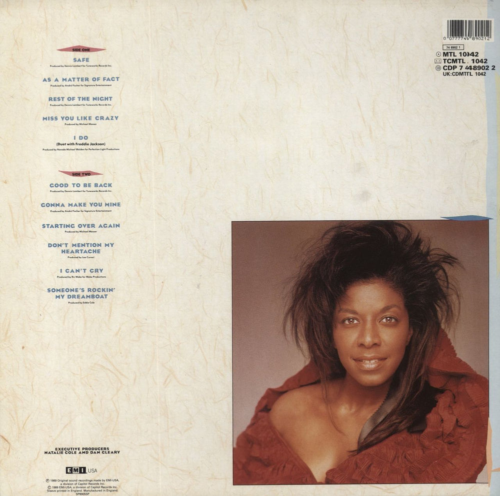 Natalie Cole Good To Be Back UK vinyl LP album (LP record) 077774890212