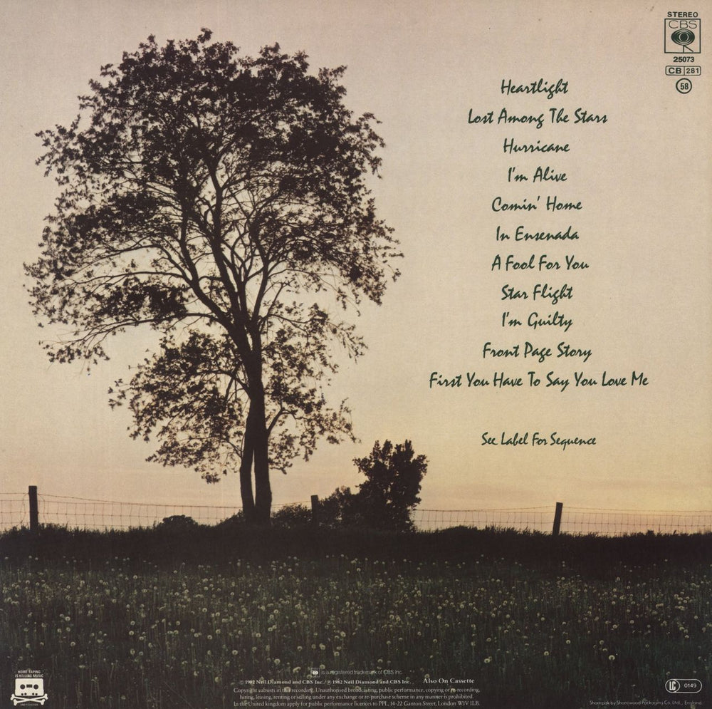 Neil Diamond Heartlight UK vinyl LP album (LP record)