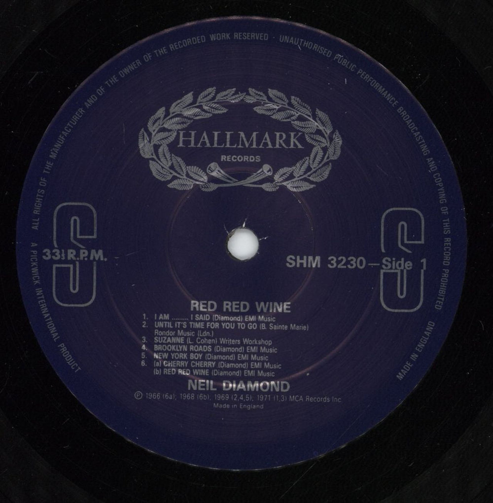 Neil Diamond Red Red Wine UK vinyl LP album (LP record) NDILPRE875599