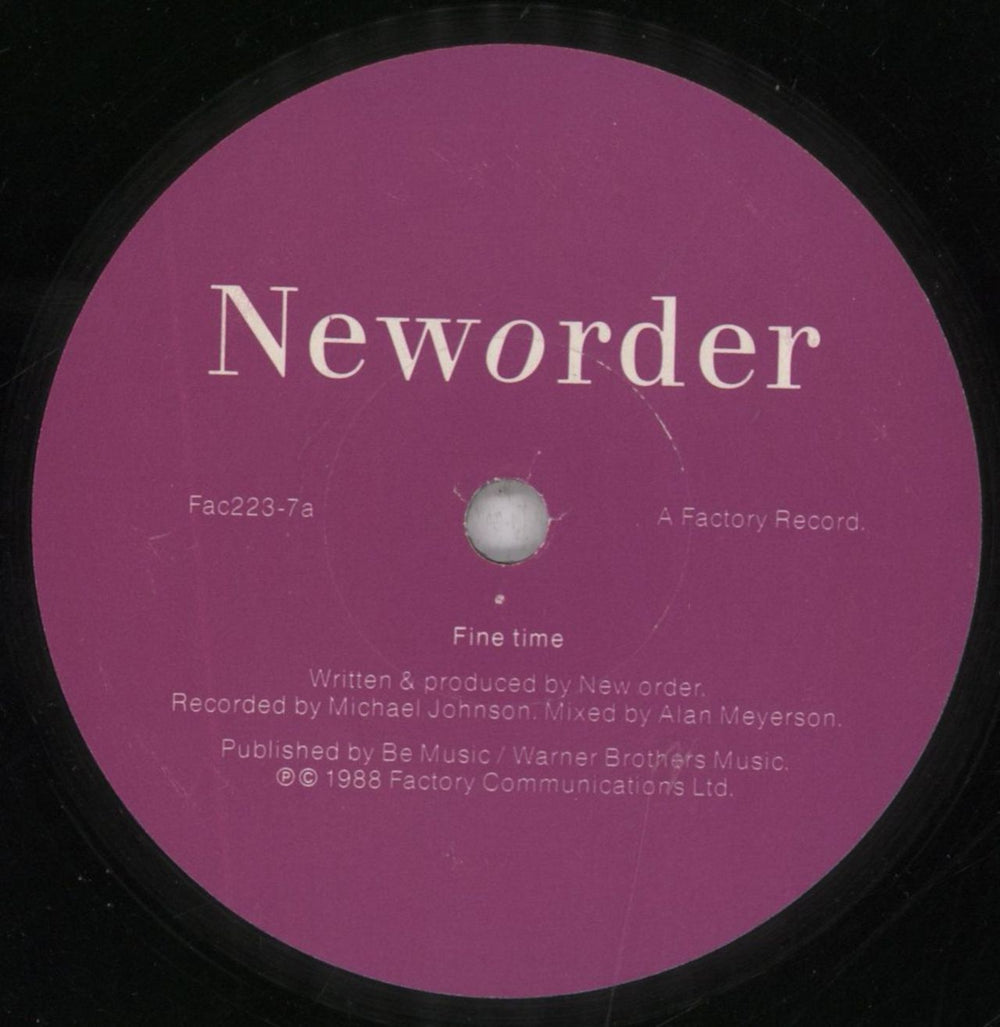 New Order Fine Line + Pink Sleeve - EX UK Promo 7" vinyl single (7 inch record / 45) NEW07FI837632