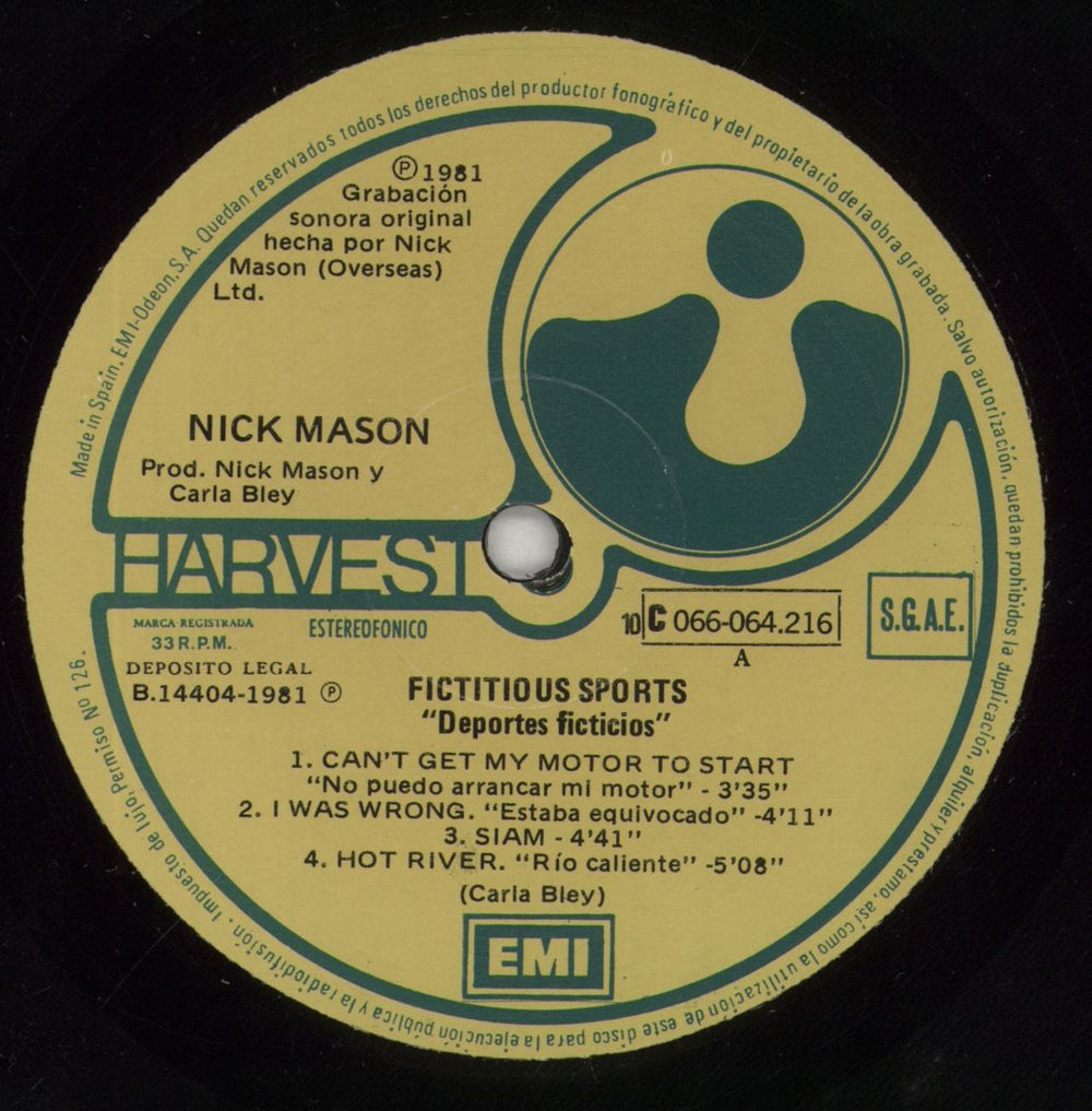Nick Mason Nick Mason's Fictitious Sports Spanish vinyl LP album (LP record) NKMLPNI855631