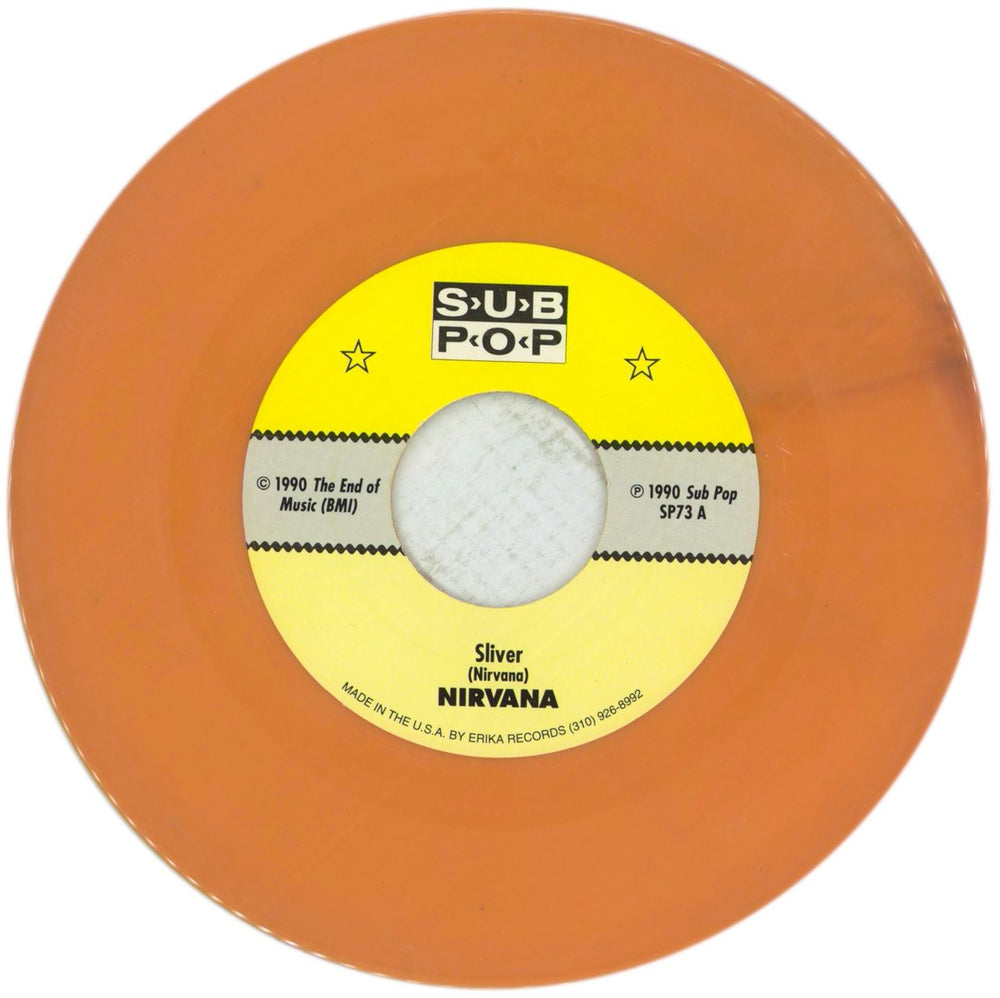 Nirvana (US) Sliver - Orange Vinyl - VG US 7" vinyl single (7 inch record / 45) NIR07SL869854