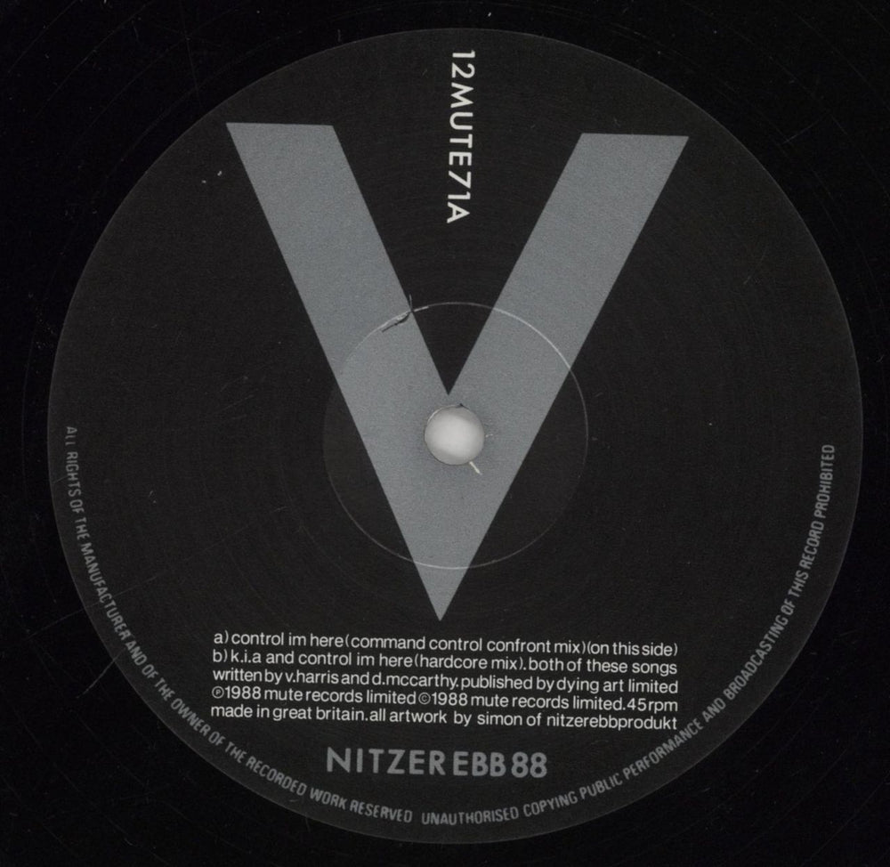 Nitzer Ebb Control I'm Here UK 12" vinyl single (12 inch record / Maxi-single) EBB12CO862513