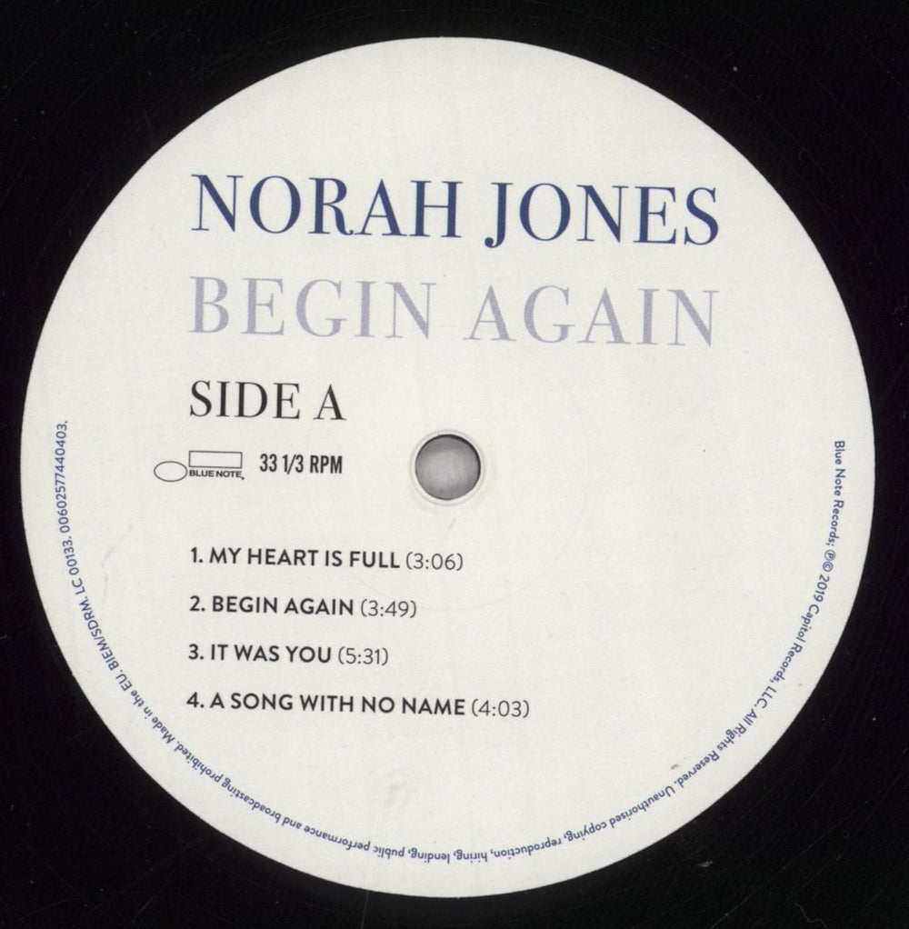 Norah Jones Begin Again UK vinyl LP album (LP record) NRJLPBE846500