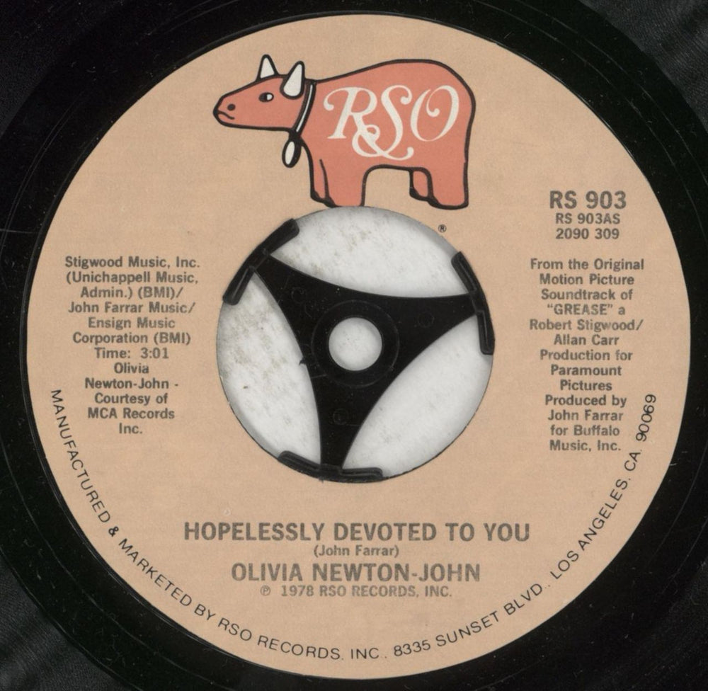 Olivia Newton John Hopelessly Devoted To You German 7" vinyl single (7 inch record / 45) ONJ07HO662395