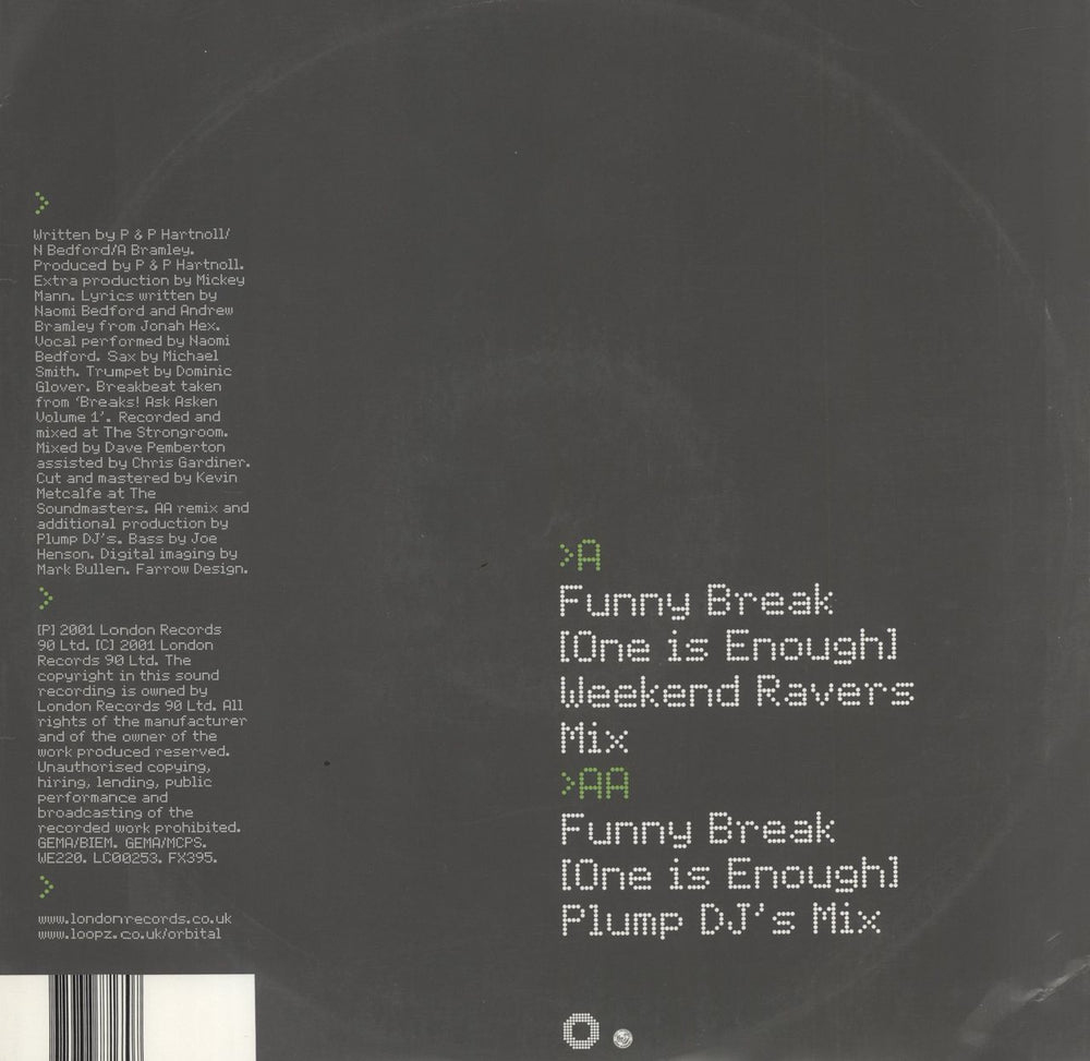 Orbital Funny Break (One Is Enough) UK 12" vinyl single (12 inch record / Maxi-single) 685738771707